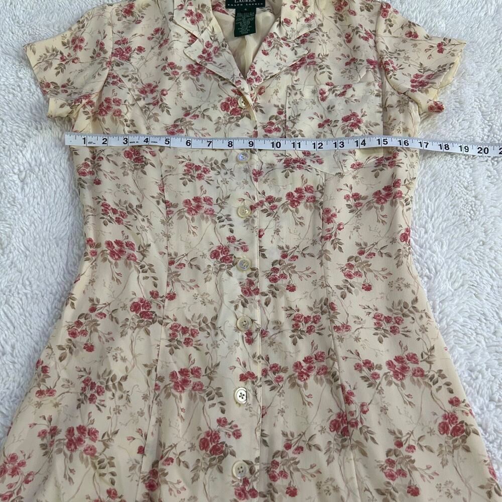 LRL VTG Womens Silk Sz 6 Timeless Floral Elegant Dress Cottage Core Peasant Soft - Picture 3 of 6